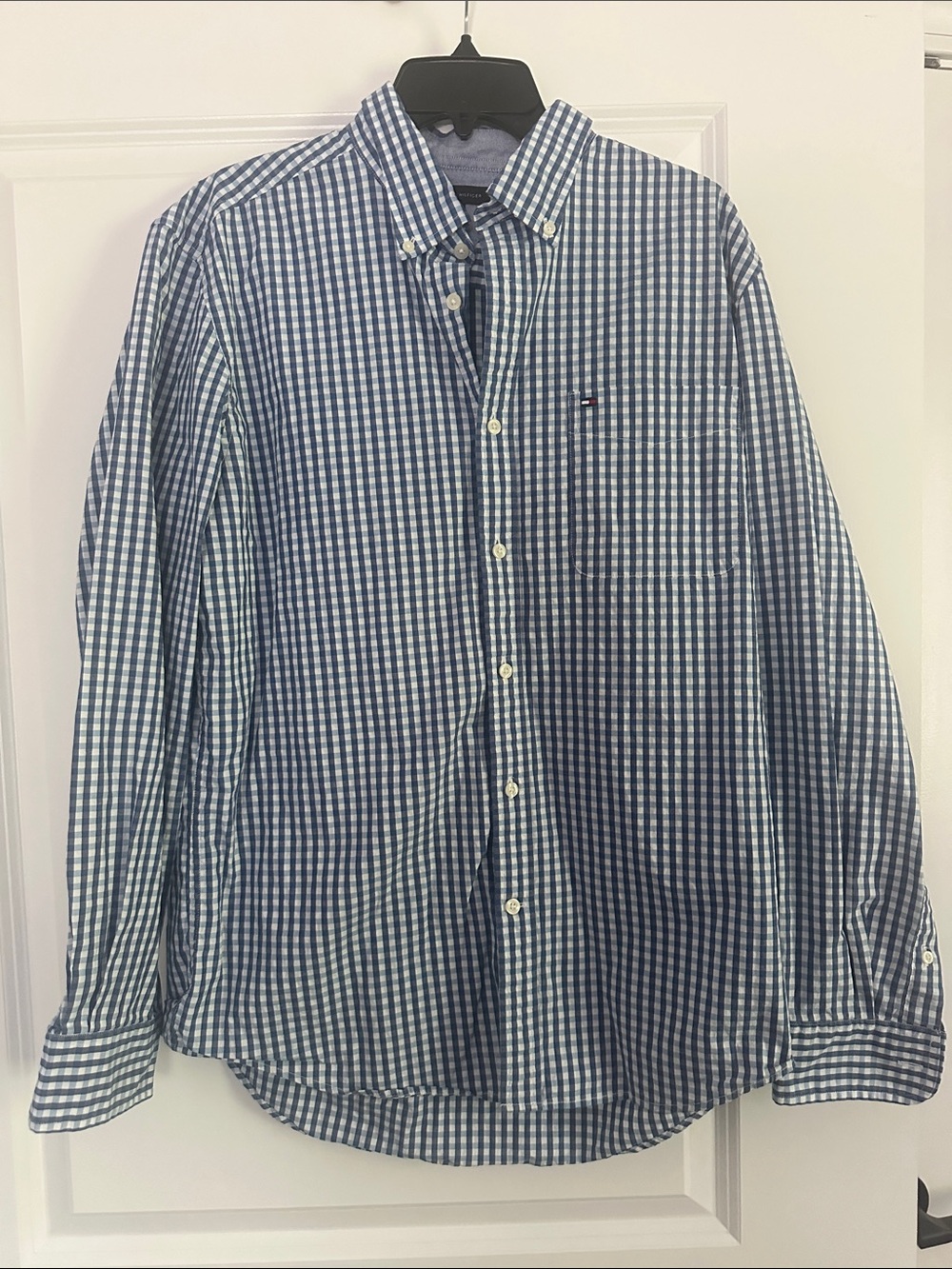 Tommy Hilfiger Navy and White Gingham Button-Down Shirt